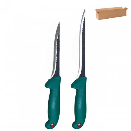 Tacamuri - Set cutite macelarie, lame cu imprimeu, manere verzi, 2 piese
