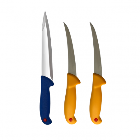 Tacamuri - Set cutite macelarie, manere colorate, 3 piese