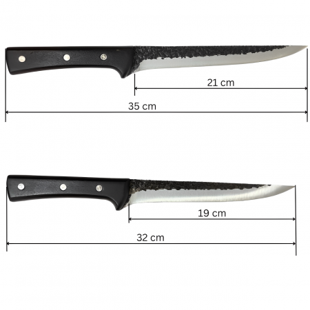 Set cutite pentru macelarie, maner din lemn, lama dreapta, Negru, 4 piese [1]