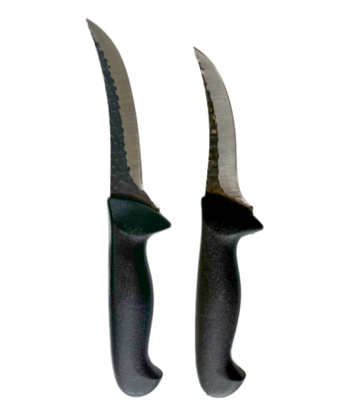 Tacamuri - Set de 2 cutite pentru macelarie, lama curbata, negru, lungimea lamei de 12 - 15 cm