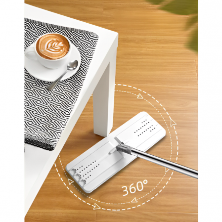 Set de mop cu galeata, cuve separate pentru spalare si uscare, Alb/Gri, 5 lavete pentru mop incluse, 23 x 17 x 37 cm [5]