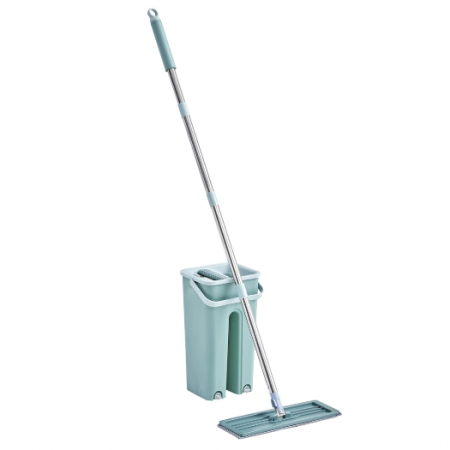 Set de mop cu galeata, cuve separate pentru spalare si uscare, Turcoaz, 2 lavete pentru mop incluse [2]
