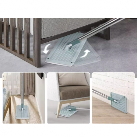 Set de mop cu galeata, cuve separate pentru spalare si uscare, Turcoaz, 2 lavete pentru mop incluse [5]