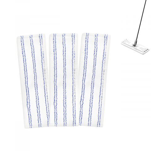 Set lavete din microfibra cu prindere dubla pentru mop, Alb/Albastru, 32 x 12 cm, 3 buc [0]