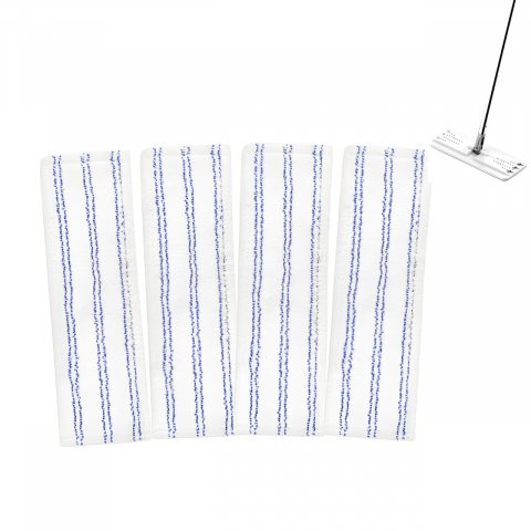 Set lavete din microfibra cu prindere dubla pentru mop, Alb/Albastru, 32 x 12 cm, 4 buc [0]