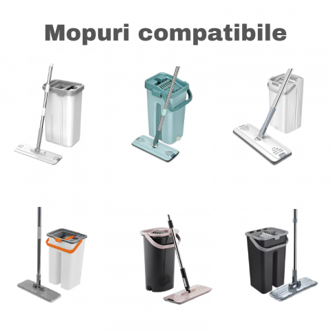 Set lavete din microfibra cu prindere dubla pentru mop, Alb/Albastru, 32 x 12 cm, 6 buc [2]