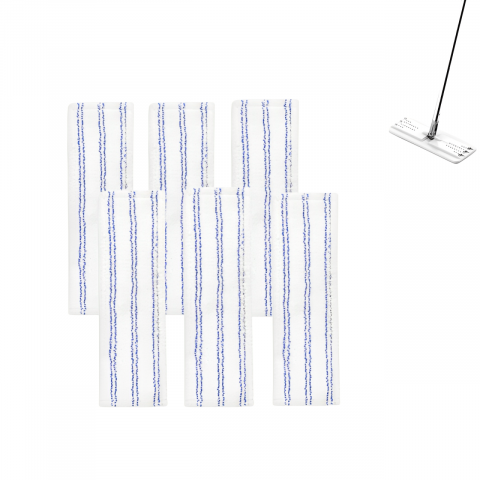 Set lavete din microfibra cu prindere dubla pentru mop, Alb/Albastru, 32 x 12 cm, 6 buc [0]