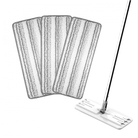 Curățenie - Set lavete din microfibra cu prindere dubla pentru mop, Gri, 32 x 12 cm, 3 buc