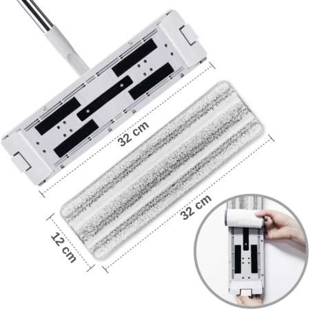 Set lavete din microfibra cu prindere dubla pentru mop, Gri, 32 x 12 cm, 4 buc [2]