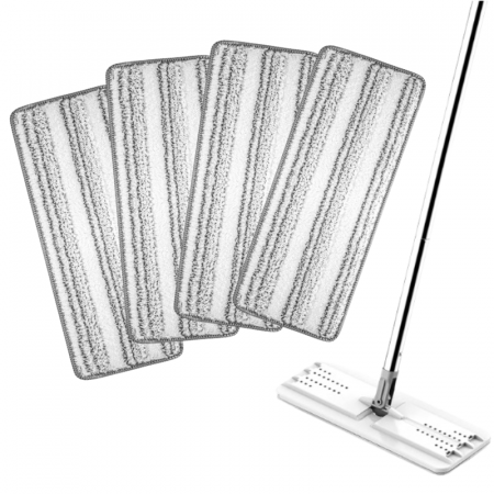 Curățenie - Set lavete din microfibra cu prindere dubla pentru mop, Gri, 32 x 12 cm, 4 buc