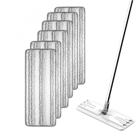 Curățenie - Set lavete din microfibra cu prindere dubla pentru mop, Gri, 32 x 12 cm, 6 buc