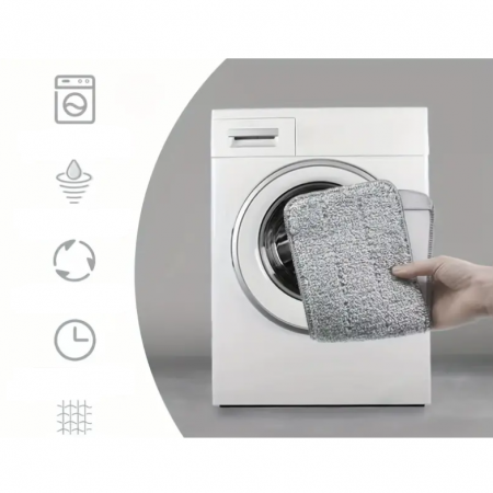 Set lavete din microfibra pentru mop, Gri, 35 x 11 cm, 4 buc [4]