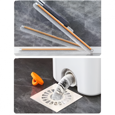 Set mop plat si galeata, 2 cuve, cu ventuze, din plastic, 4 lavete din microfibra [3]