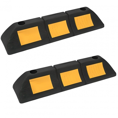 Unelte - Set opritoare pentru parcare cu banda reflectorizanta, Negru/Galben, 48 x 12 x 9 cm, 2 buc
