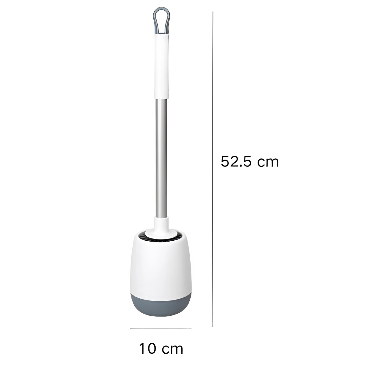 Set perie de toaleta si recipient cu adeziv, plastic, peri din silicon moale, flexibili, Alb/Gri, 10 x 52.5 cm [1]