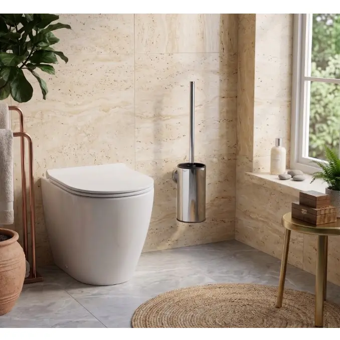 Set perie WC cu suport, de prins in perete, din inox, Argintiu [1]