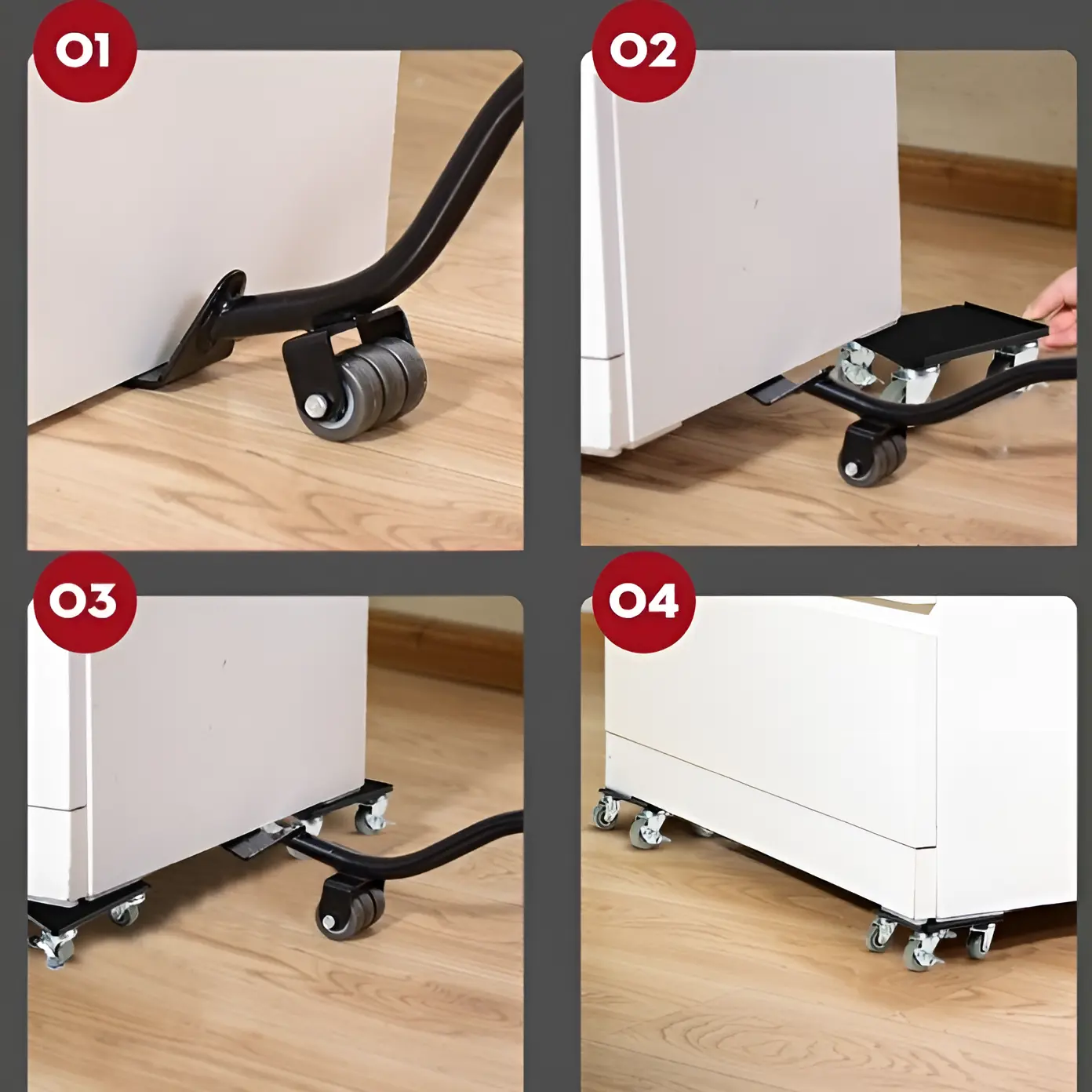Set suport cu roti pentru mutat mobila, Negru/Gri, 5 piese [2]