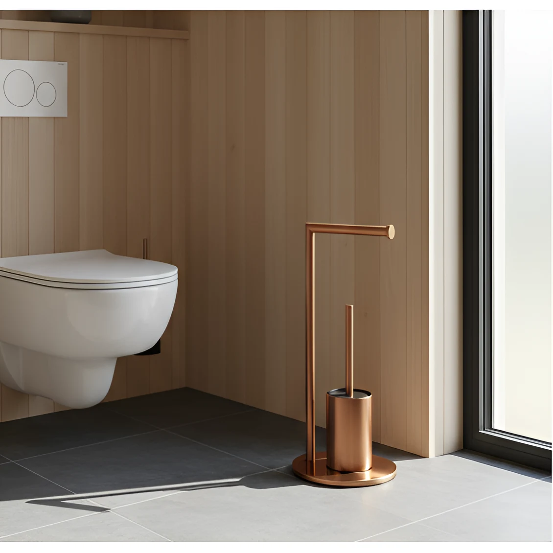 Set suport hartie igienica, suport perie de toaleta si perie de toaleta, din inox, Bronz, 21 x 60 cm [5]