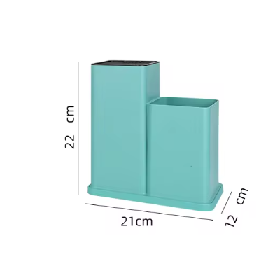 Set ustensile de bucatarie din silicon, tocator, cutite, ustensile, suport, Turcoaz, 19 piese [9]