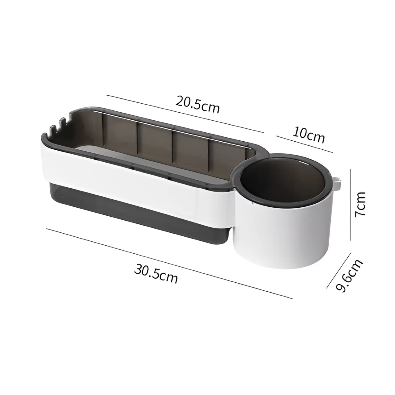 Suport autoadeziv pentru articole de baie, uscator de par, din plastic, Alb, 30.5 x 9.6 x 7 cm [5]