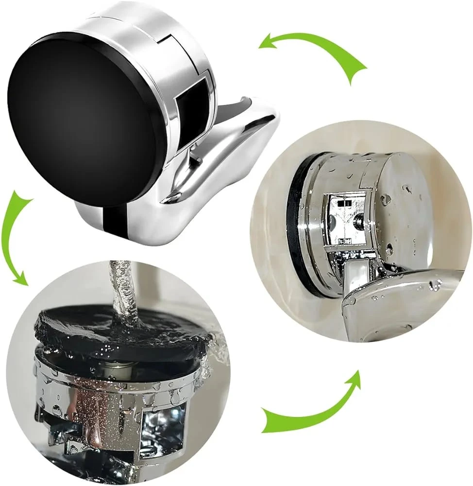 Suport para dus, cu ventuza vacuum, reglabil, montare pe perete fara gaurire, ABS Cromat, Argintiu [4]
