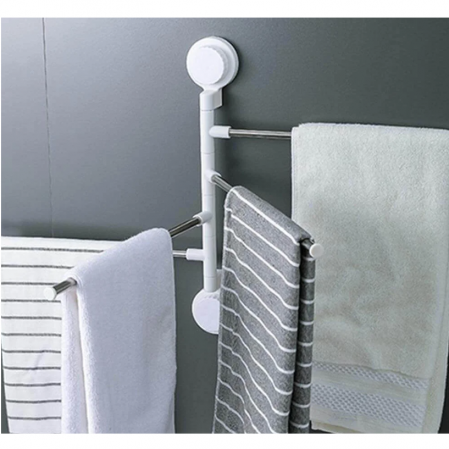 Suport pentru prosoape cu 4 bare rotative, Alb/Gri, 36 x 34 cm [5]