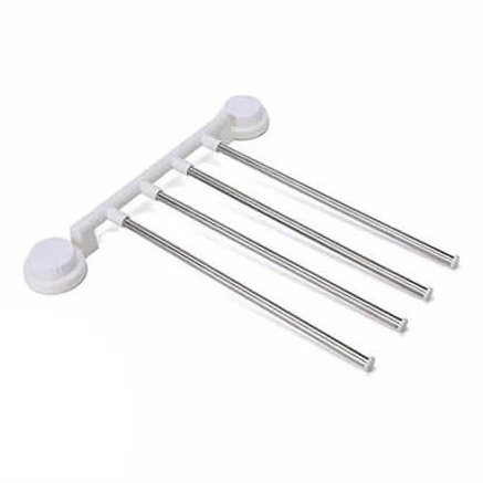 Suport pentru prosoape cu 4 bare rotative, Alb/Gri, 36 x 34 cm [0]