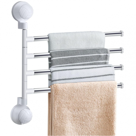 Suport pentru prosoape cu 4 bare rotative, Alb/Gri, 36 x 34 cm [9]