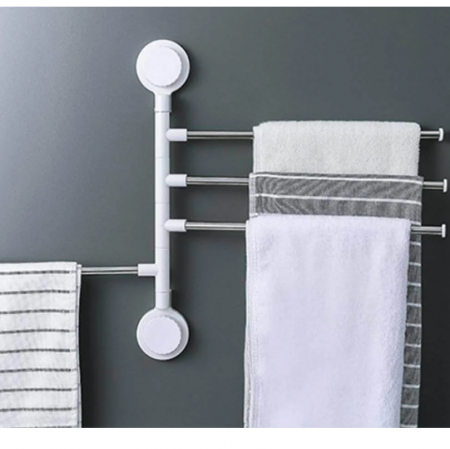 Suport pentru prosoape cu 4 bare rotative, Alb/Gri, 36 x 34 cm [6]