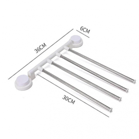 Suport pentru prosoape cu 4 bare rotative, Alb/Gri, 36 x 34 cm [1]