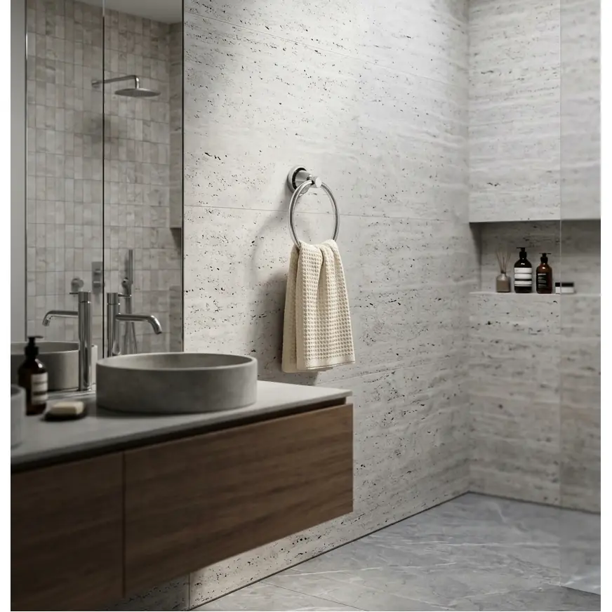 Suport pentru prosop de maini, tip inel, din aluminiu, prindere pe perete, Argintiu [3]