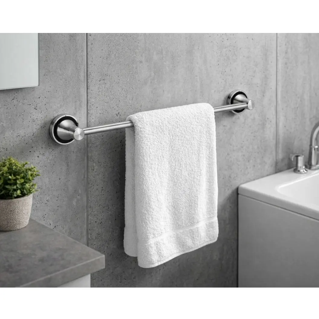 Suport pentru prosop, tip bara, din aluminiu, prindere pe perete, Argintiu, 60 cm [1]