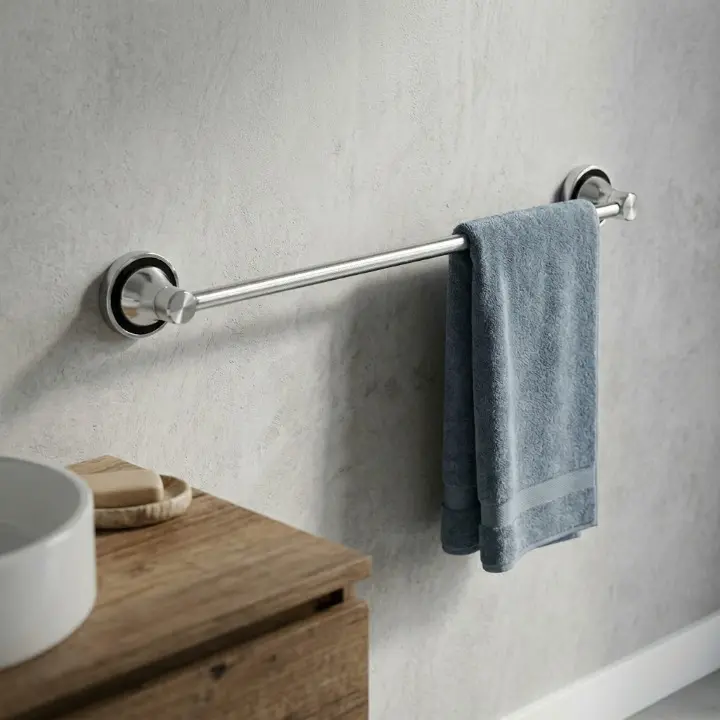 Suport pentru prosop, tip bara, din aluminiu, prindere pe perete, Argintiu, 60 cm