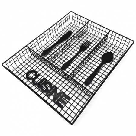 Suport tacamuri pentru sertar cu model ''Cuisine'', Negru, 32 x 26 x 4 cm [0]