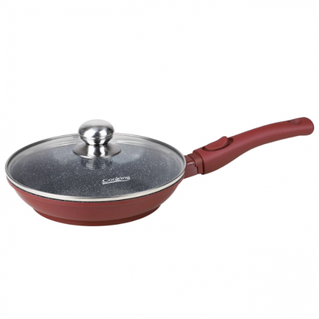 Tigai - Tigaie din aluminiu cu capac si maner detasabil, Cooking by Heinner, Calabria, Rosu, 24 x 8 cm