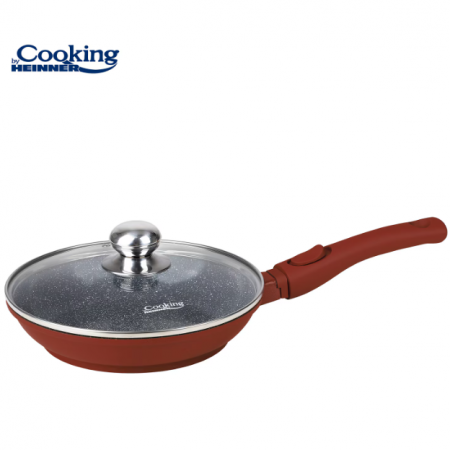 Tigaie din aluminiu cu capac si maner detasabil, Cooking by Heinner, Calabria, Rosu, 24 x 8 cm [1]
