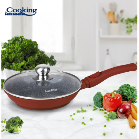 Tigaie din aluminiu cu capac si maner detasabil, Cooking by Heinner, Calabria, Rosu, 24 x 8 cm [4]