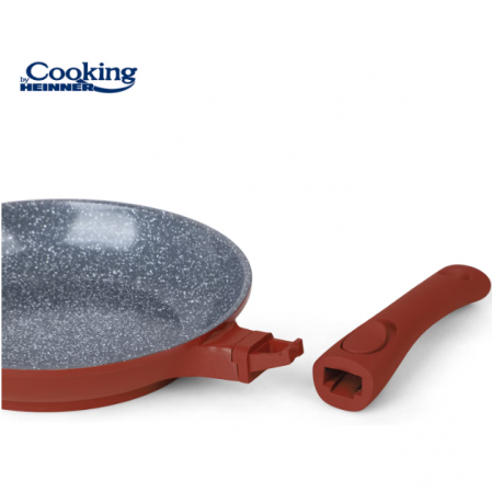 Tigaie din aluminiu cu capac si maner detasabil, Cooking by Heinner, Calabria, Rosu, 24 x 8 cm [3]