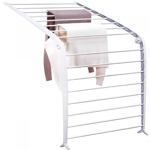 Uscător pentru haine compact, pliabil, din material plastic și metal, Alb, 68 x 135 cm [1]