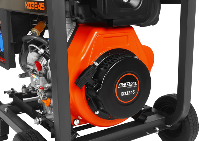 Generator diesel trifazat 8kW, 230V/400V, pornire electrica, cadru metalic cu roti (KD3245) [25]