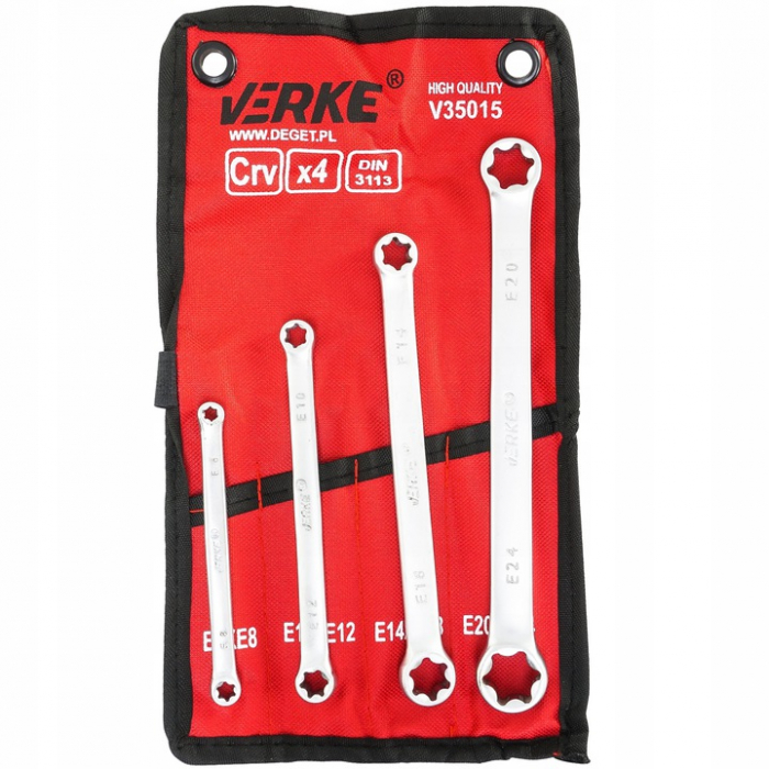 Set 4 chei inelare tip torx E6-E24 4bucati piese Chrome-Vanadium Cr-V (V35015) [2]