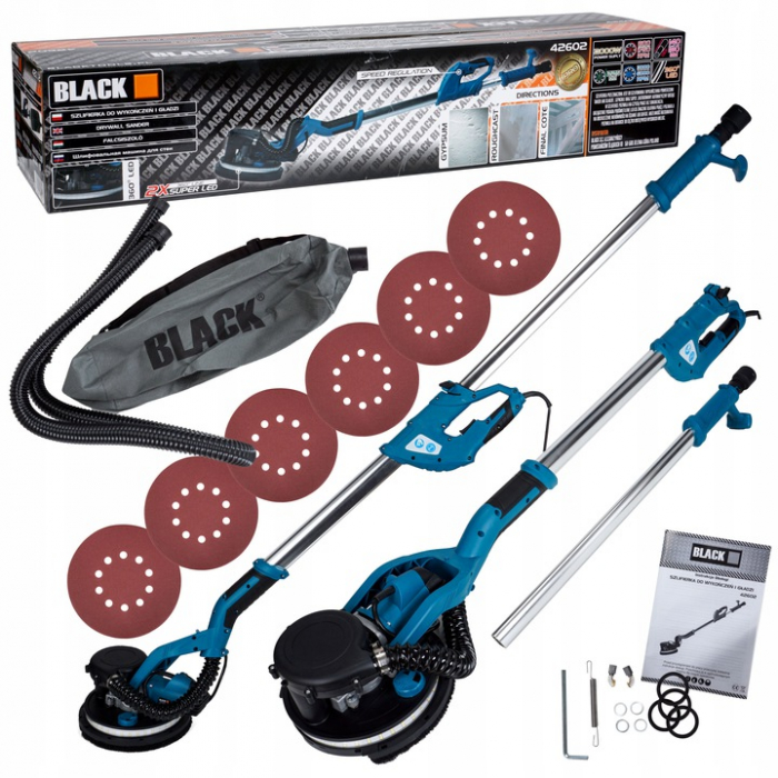 Masina, aparat slefuit pereti 2000W 225mm cu aspirare extensibil girafa cu lumina LED (42602) [2]