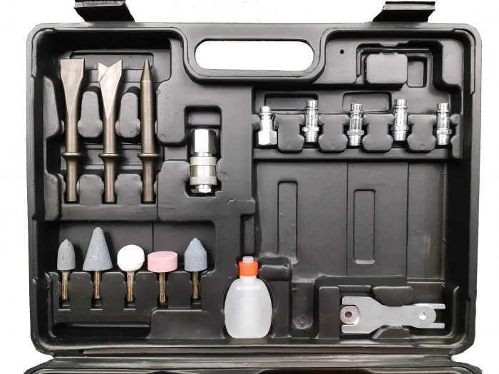 Trusa set scule pneumatice 33 piese aer comprimat, pistol clichet impact polizor drept ciocan (12206) [7]