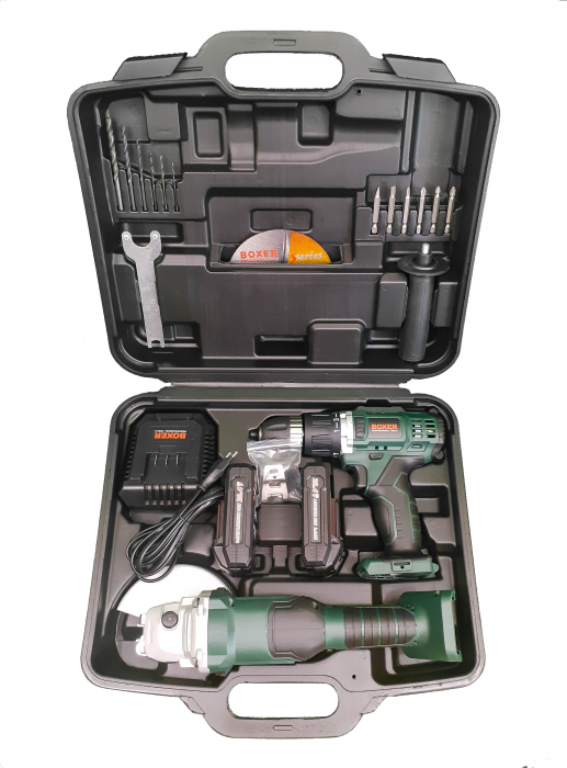 Masina aparat gaurit, insurubat, autofiletanta + flex  polizor unghiular polidisc acumulator 20.4V cu 2 baterii 3ah (SR-016) [5]