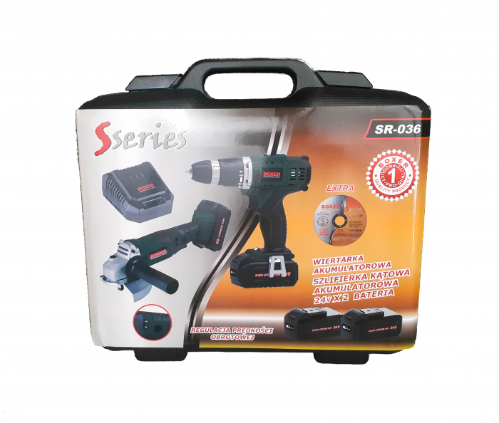 Masina aparat gaurit, insurubat, autofiletanta + flex  polizor unghiular polidisc acumulator 24.4V cu 2 baterii 5ah (SR-036) [9]