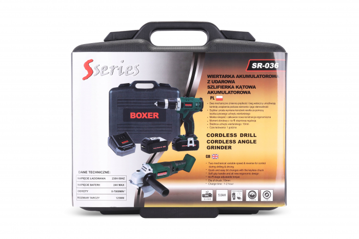Masina aparat gaurit, insurubat, autofiletanta + flex  polizor unghiular polidisc acumulator 24.4V cu 2 baterii 5ah (SR-036) [19]