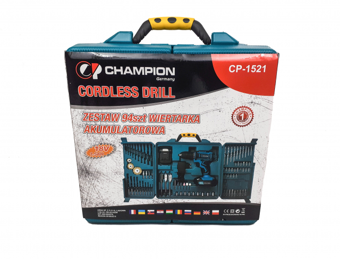 Set Masina, Aparat de gaurit, insurubat, Bormasina, Autofiletanta 18V 2 baterii + 94 accesorii (CP-1521) [3]