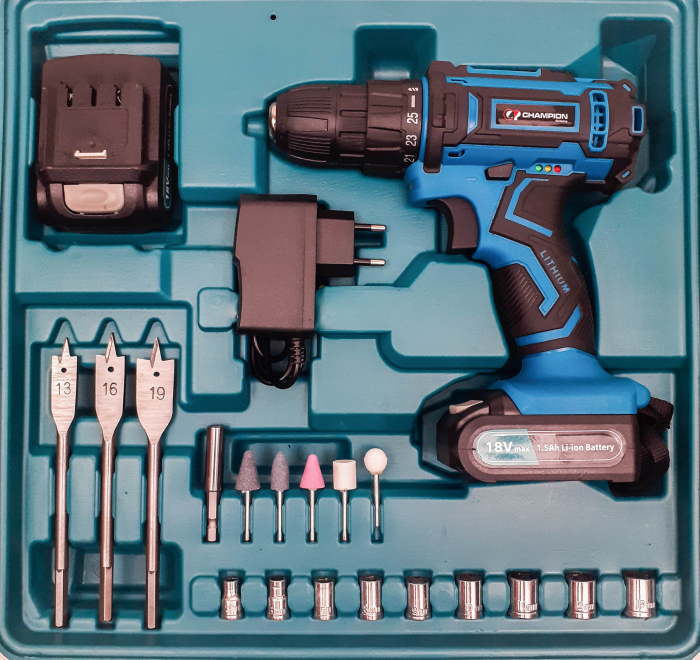 Set Masina, Aparat de gaurit, insurubat, Bormasina, Autofiletanta 18V 2 baterii + 94 accesorii (CP-1521) [4]