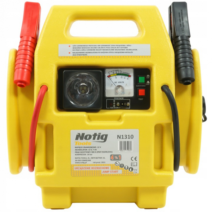 Dispozitiv multifunctional, pornire motor 900A, compresor 18bar, lampa Led cu baterie si incarcator 12V (N1310) [2]