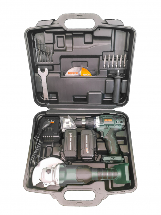 Masina aparat gaurit, insurubat, autofiletanta + flex  polizor unghiular polidisc acumulator 24.4V cu 2 baterii 5ah (SR-036) [3]